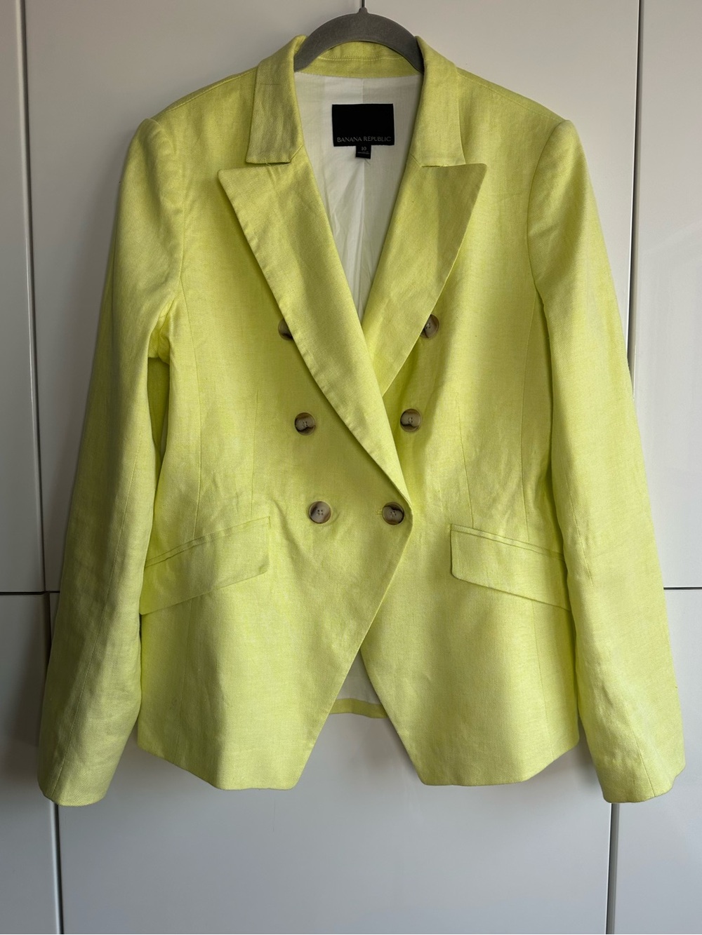 Banana Republic Women’s Linen Blazer Jacket Butter Yellow Size 10 Summer